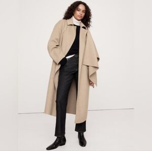 NWT Banana Republic Oversized Double-Faced Cape Coat River Bank Khaki Cream